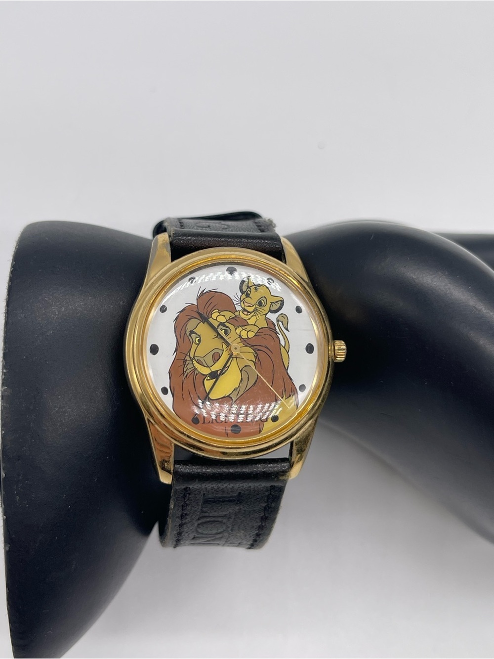 The Lion King Simba & Mufasa Gold-Tone Watch with Black Strap
